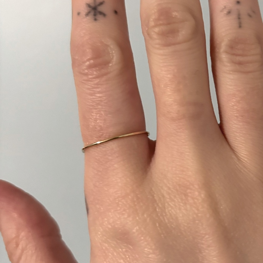 14k Solid Yellow Gold Thin Delicate Stacking Ring Size 6 1/2